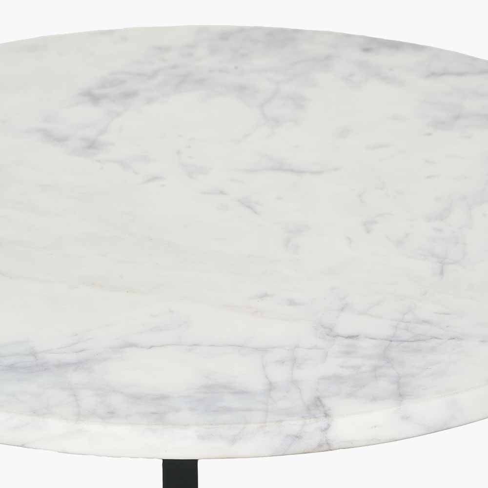 Hendrick White Marble and Black Metal Side Table.