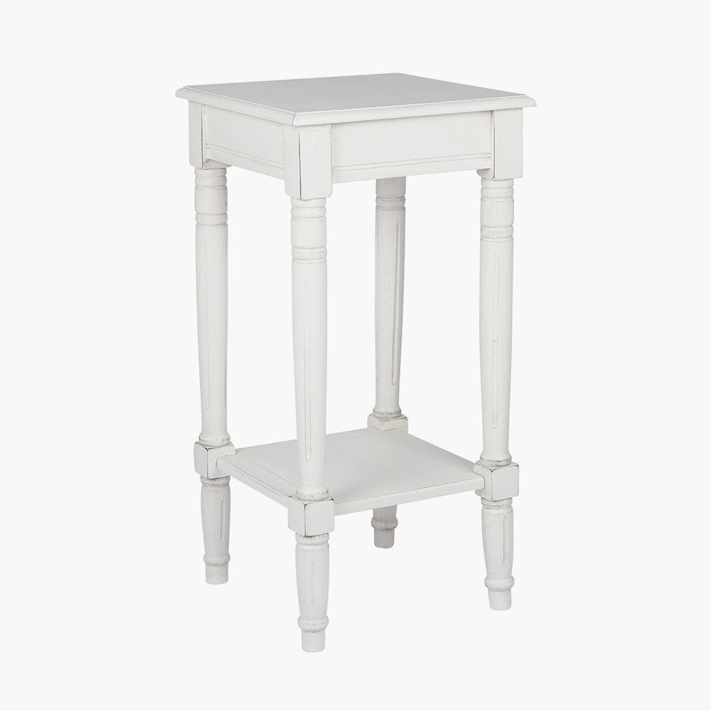 Pacific Lifestyle Living Heritage Elizabeth White Pine Wood Accent Table with Shelf K/D House of Isabella UK