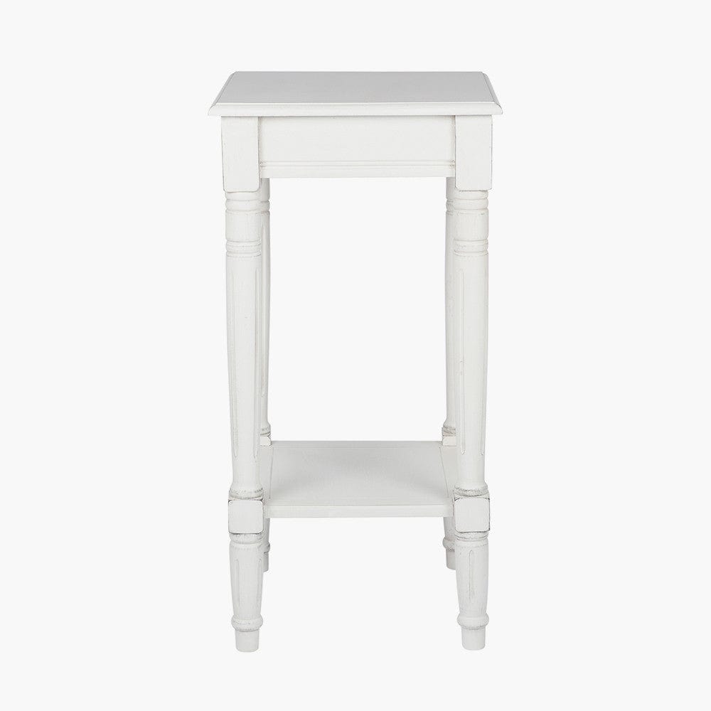 Heritage Elizabeth White Pine Wood Accent Table with Shelf K/D.