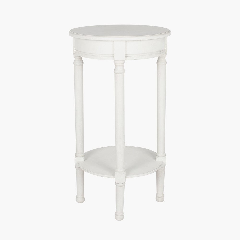 Pacific Lifestyle Living Heritage Elizabeth White Pine Wood Round Accent Table K/D House of Isabella UK