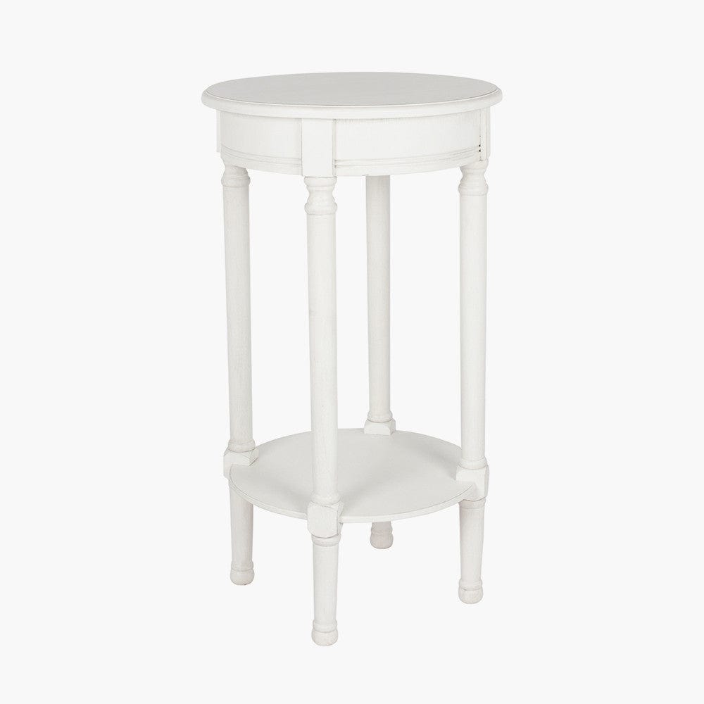 Pacific Lifestyle Living Heritage Elizabeth White Pine Wood Round Accent Table K/D House of Isabella UK