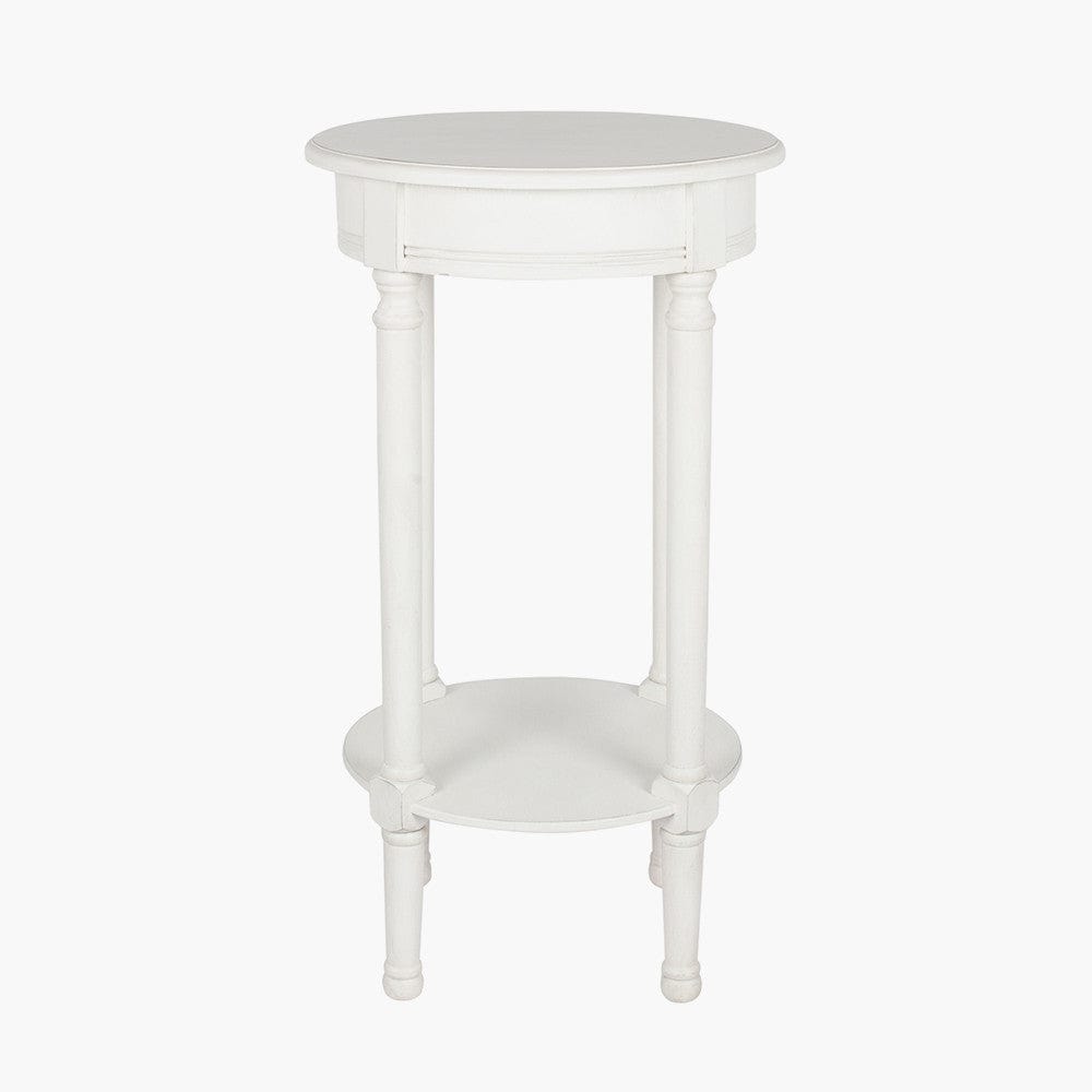 Pacific Lifestyle Living Heritage Elizabeth White Pine Wood Round Accent Table K/D House of Isabella UK