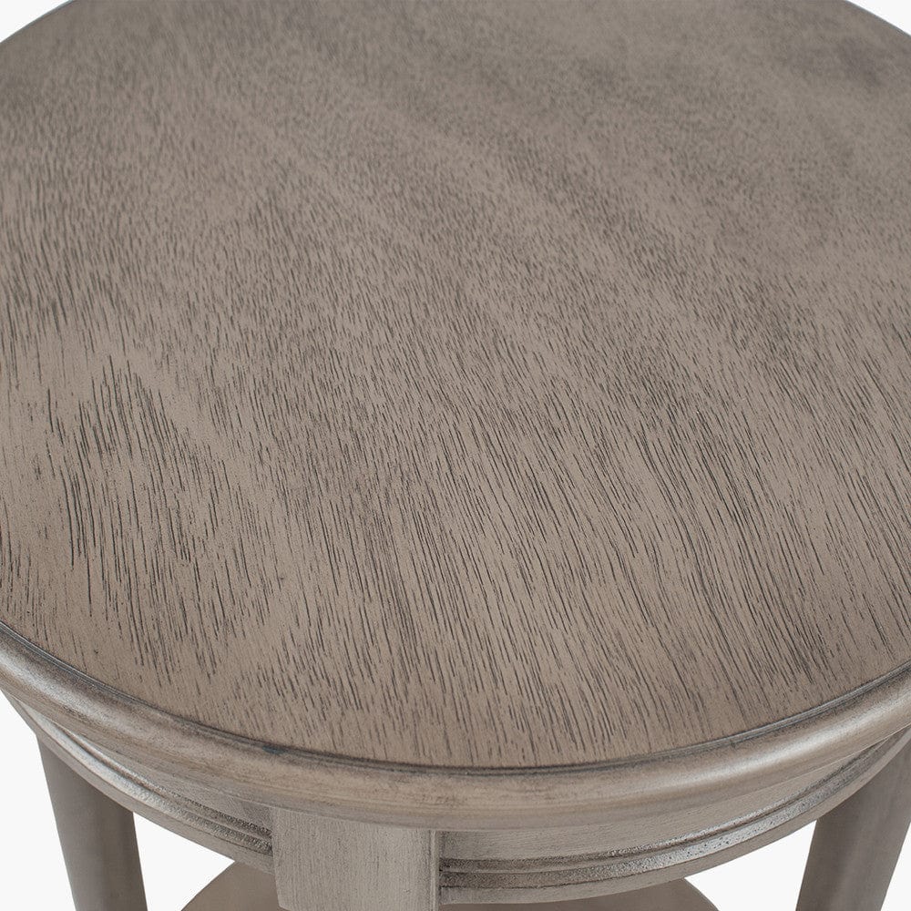 Heritage Taupe Pine Wood Round Accent Table K/D.