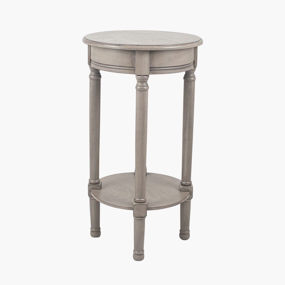 Heritage Taupe Pine Wood Round Accent Table K/D.