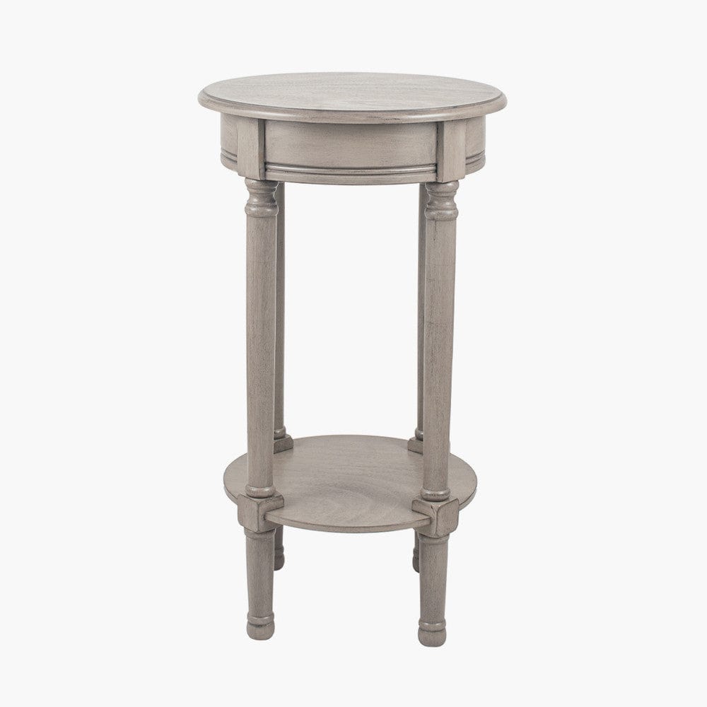 Heritage Taupe Pine Wood Round Accent Table K/D.