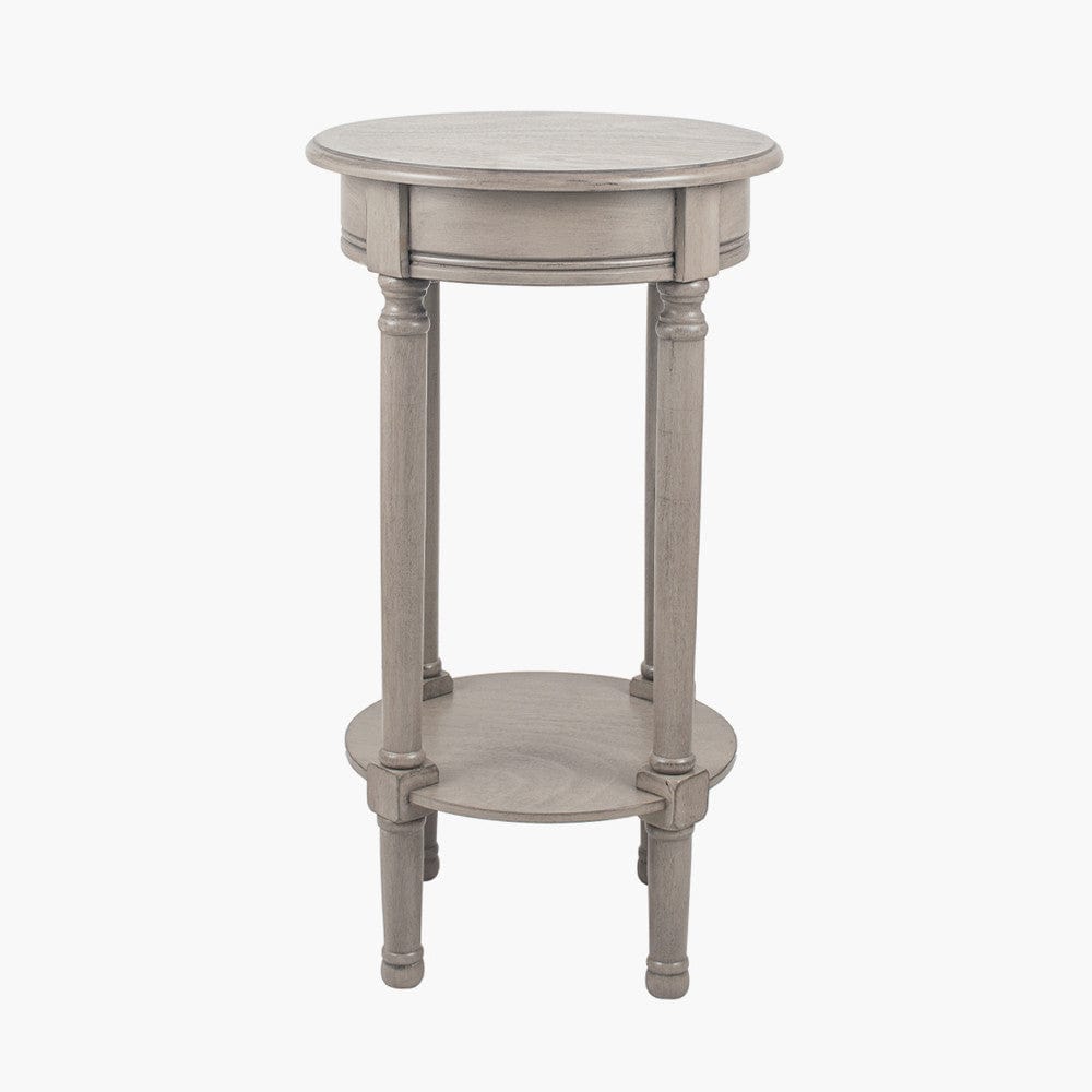 Pacific Lifestyle Living Heritage Taupe Pine Wood Round Accent Table K/D House of Isabella UK