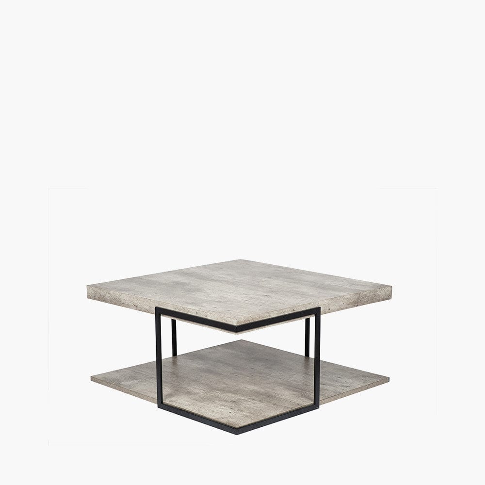 Pacific Lifestyle Living Jersey Concrete Effect MDF & Black Iron Coffee Table House of Isabella UK