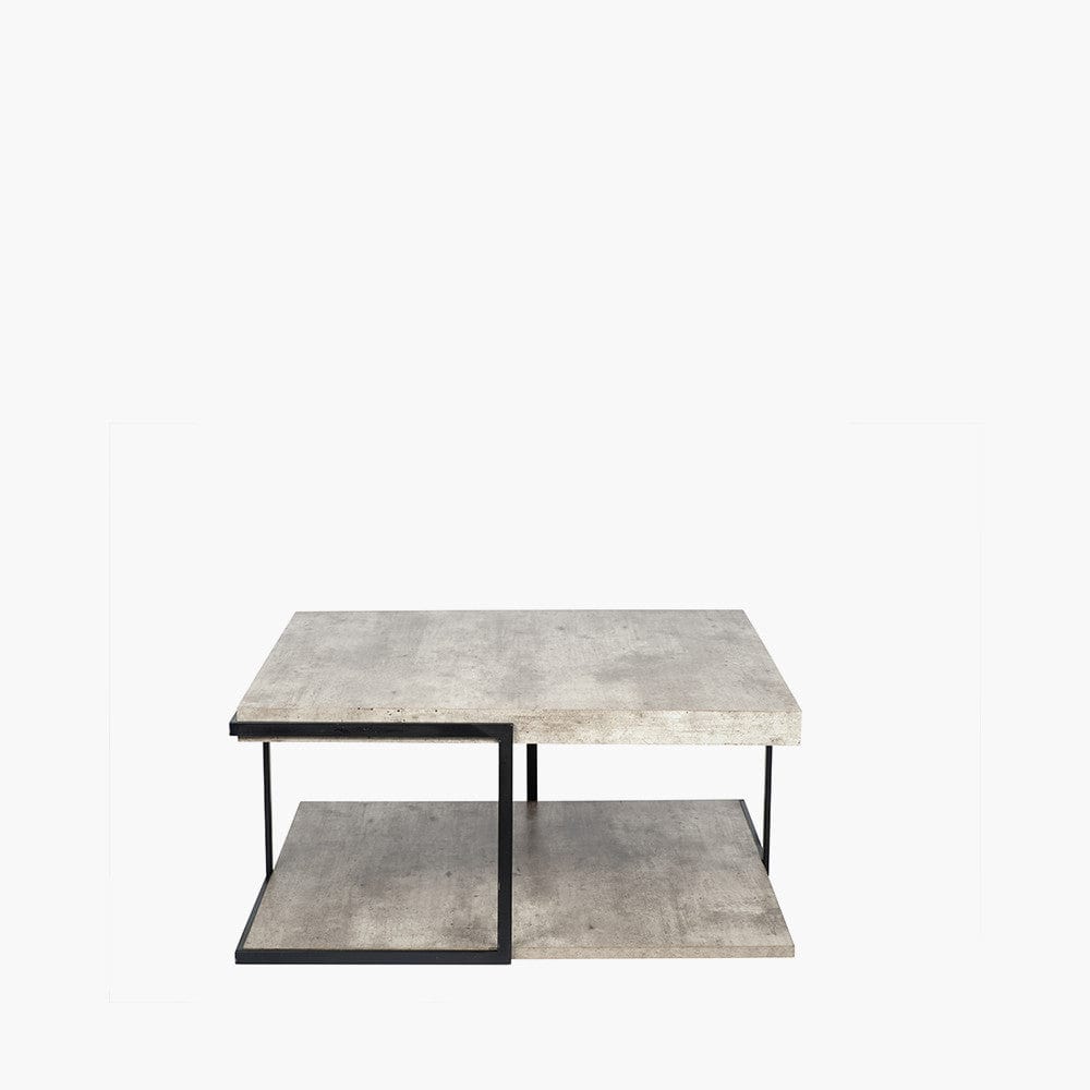 Jersey Concrete Effect MDF & Black Iron Coffee Table.