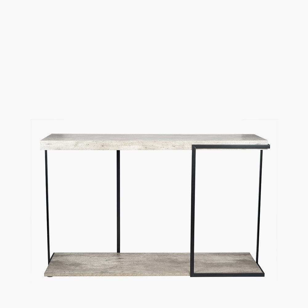 Pacific Lifestyle Living Jersey Concrete Effect MDF & Black Iron Console Table K/D House of Isabella UK