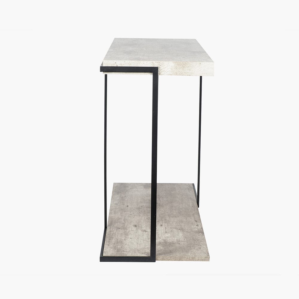 Pacific Lifestyle Living Jersey Concrete Effect MDF & Black Iron Console Table K/D House of Isabella UK