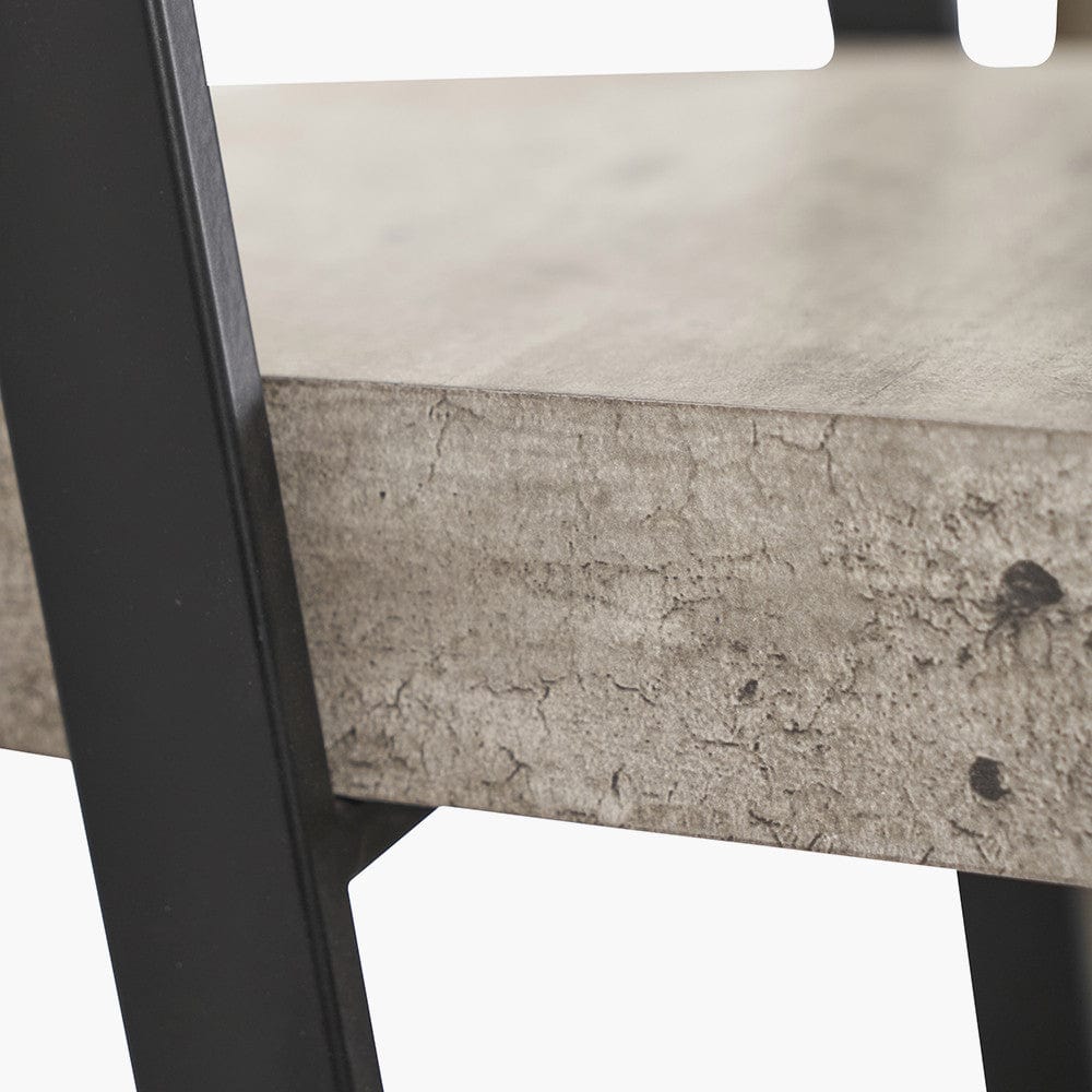 Jersey Concrete Effect Wood Veneer and Black Metal 4 Shelf Unit.