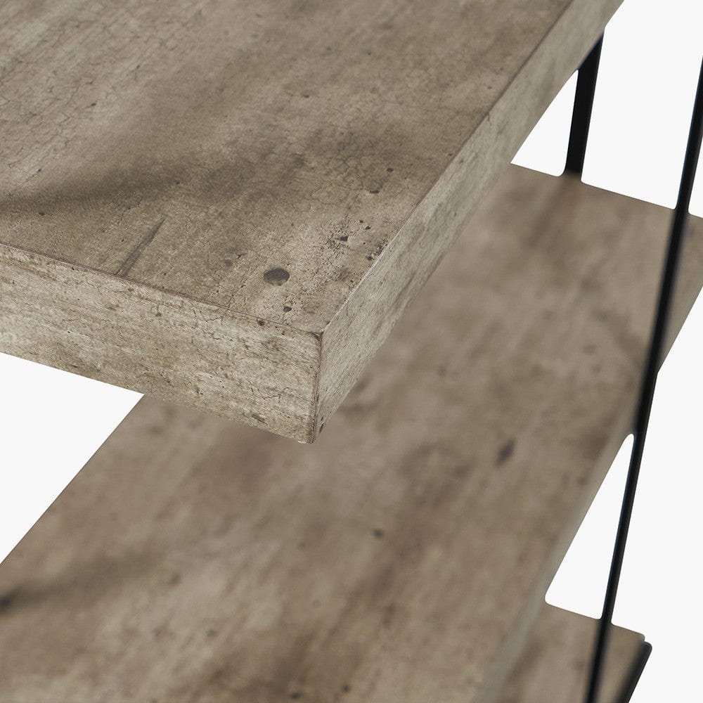 Jersey Concrete Effect Wood Veneer and Black Metal 5 Shelf Unit.