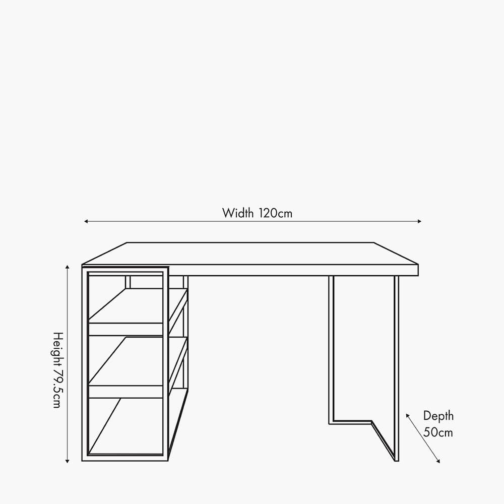 Pacific Lifestyle Living Jersey Concrete Effect Wood Veneer and Black Metal Desk House of Isabella UK