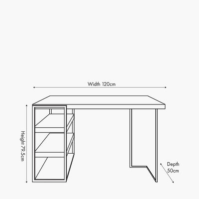 Pacific Lifestyle Living Jersey Concrete Effect Wood Veneer and Black Metal Desk House of Isabella UK