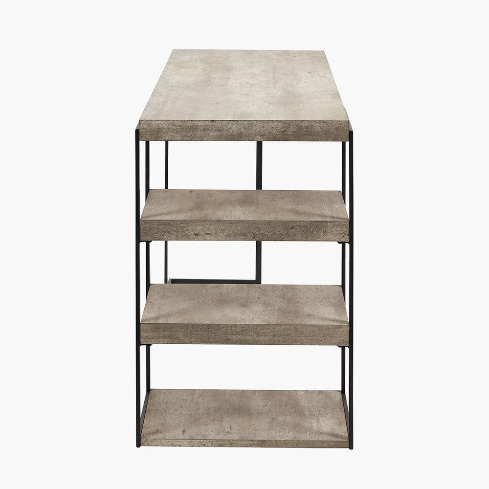 Jersey Concrete Effect Wood Veneer and Black Metal Desk.