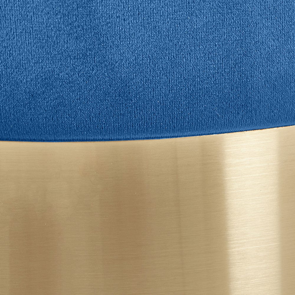 Pacific Lifestyle Living Juliana Sapphire Blue Pouffe with Gold Base House of Isabella UK