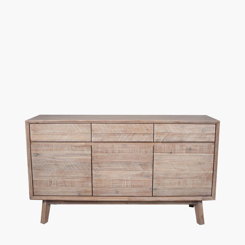 Kalmar Sand Wash Acacia Wood 3 Drawer 3 Door Sideboard.