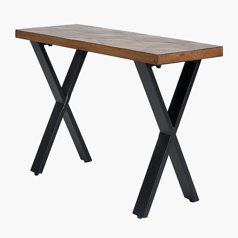 Lakota Recycled Wood and Brass Metal Console Table.