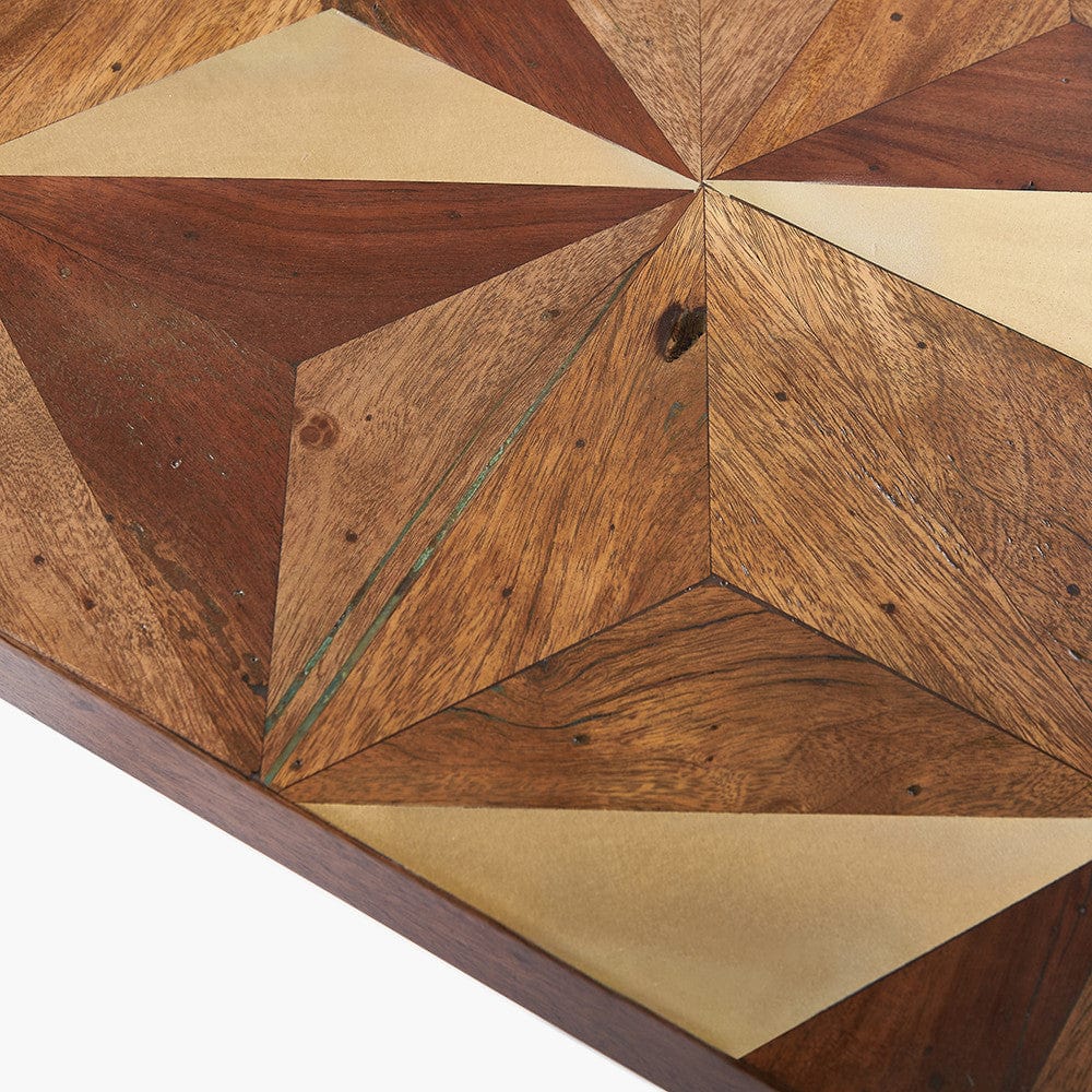 Lakota Recycled Wood and Brass Metal Console Table.