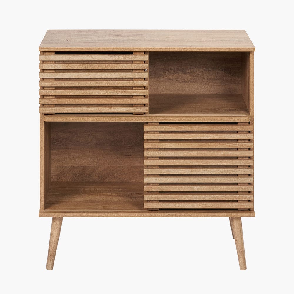Larvik Natural Eucalyptus Wood 2 Door 2 Shelf Unit.