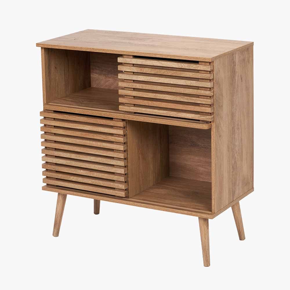 Larvik Natural Eucalyptus Wood 2 Door 2 Shelf Unit.