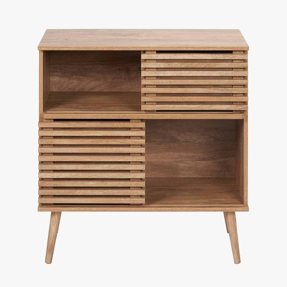 Larvik Natural Eucalyptus Wood 2 Door 2 Shelf Unit.