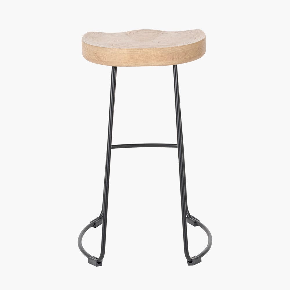 Pacific Lifestyle Living Laselle Ash Wood and Black Metal Bar Stool House of Isabella UK