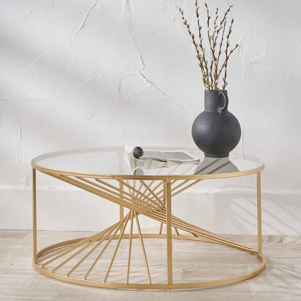 Liberty Glass and Gold Metal Coffee Table.
