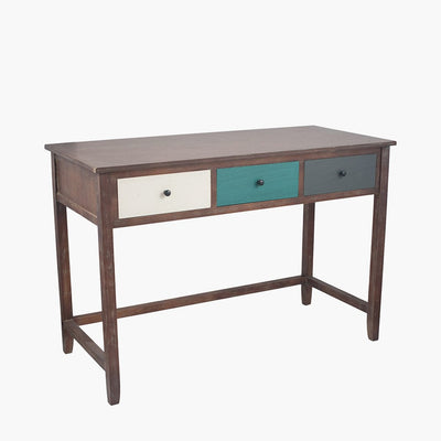 Pacific Lifestyle Living Loft Pine Wood Multicoloured 3 Drawer Desk K/D House of Isabella UK