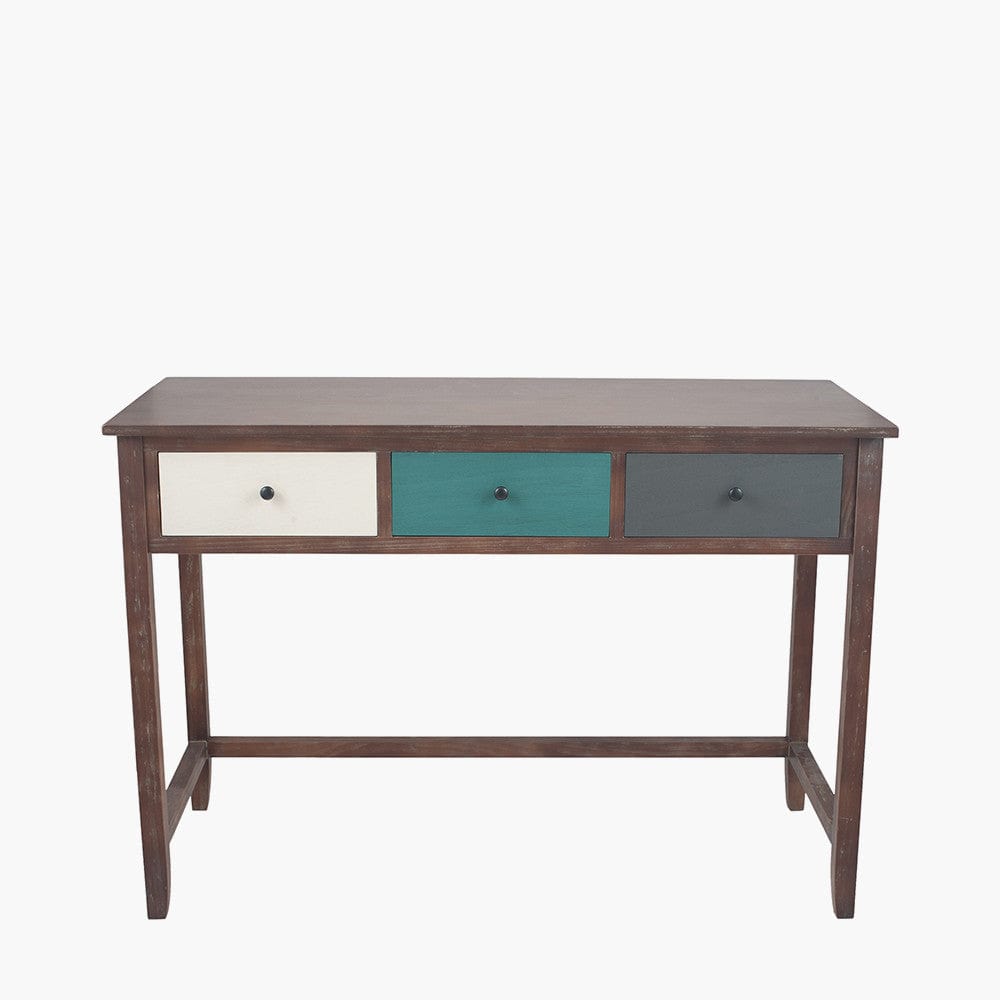 Loft Pine Wood Multicoloured 3 Drawer Desk K/D.