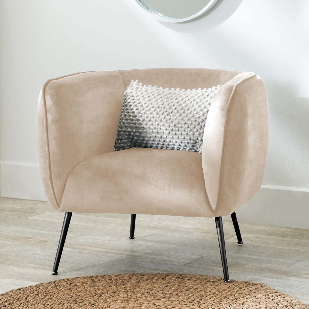 Lucca Biscuit Velvet and Metal Armchair.
