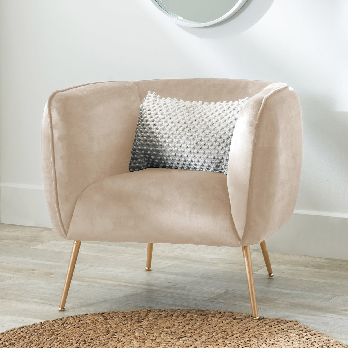 Lucca Biscuit Velvet and Metal Armchair.