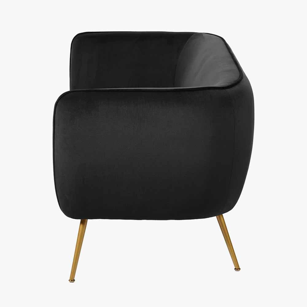 Lucca Black Velvet and Metal Sofa.