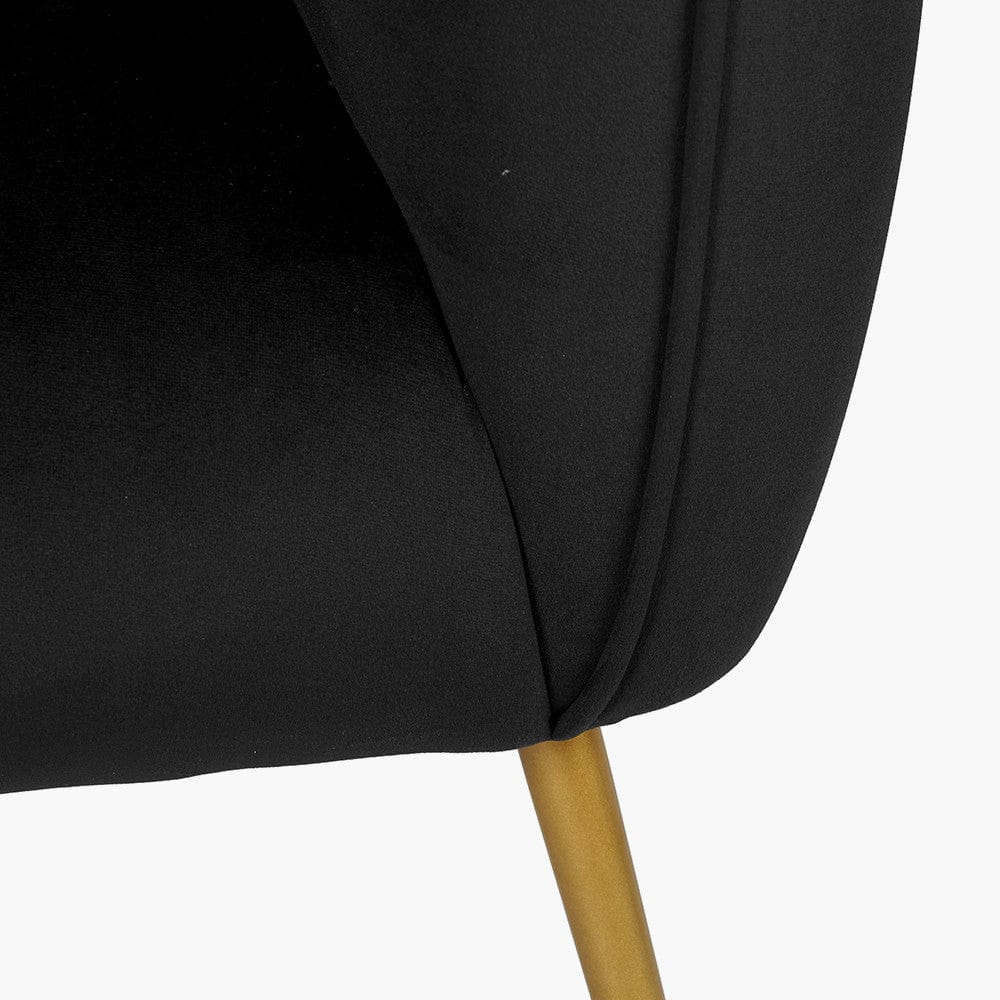 Lucca Black Velvet and Metal Sofa.