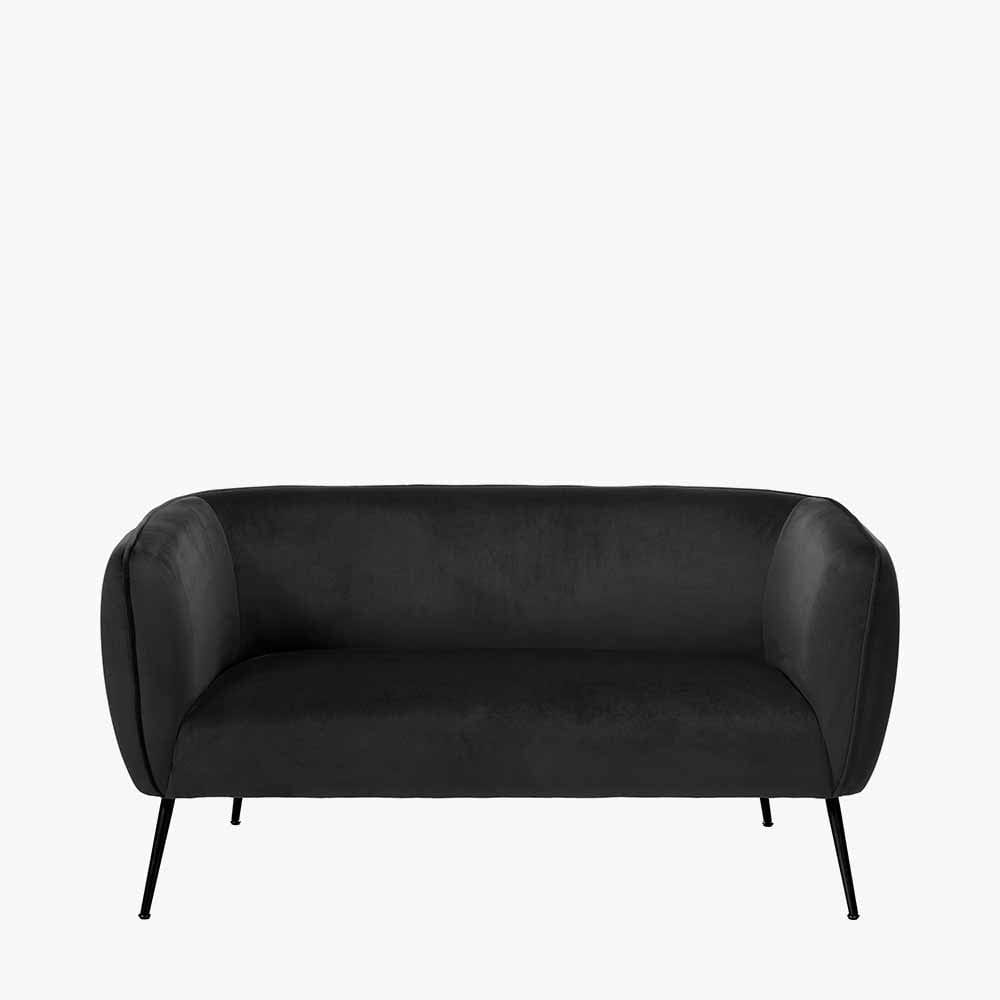 Lucca Black Velvet and Metal Sofa.