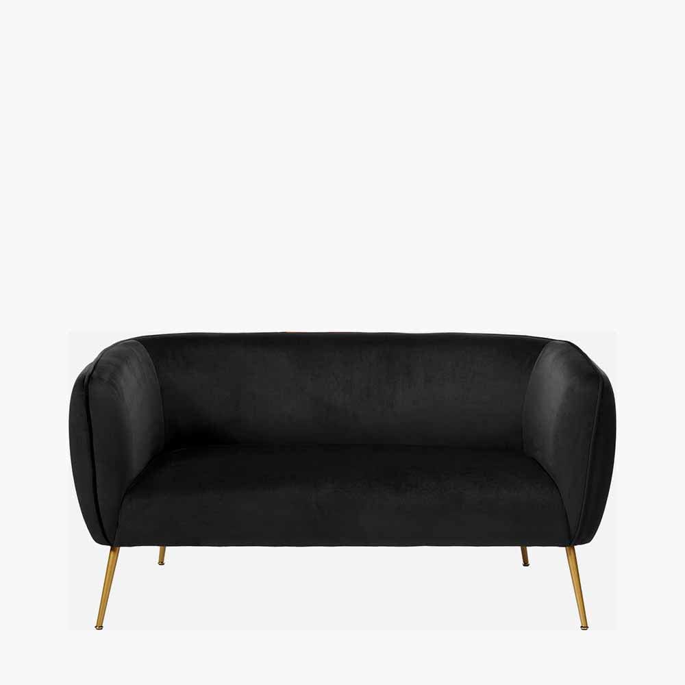 Lucca Black Velvet and Metal Sofa.