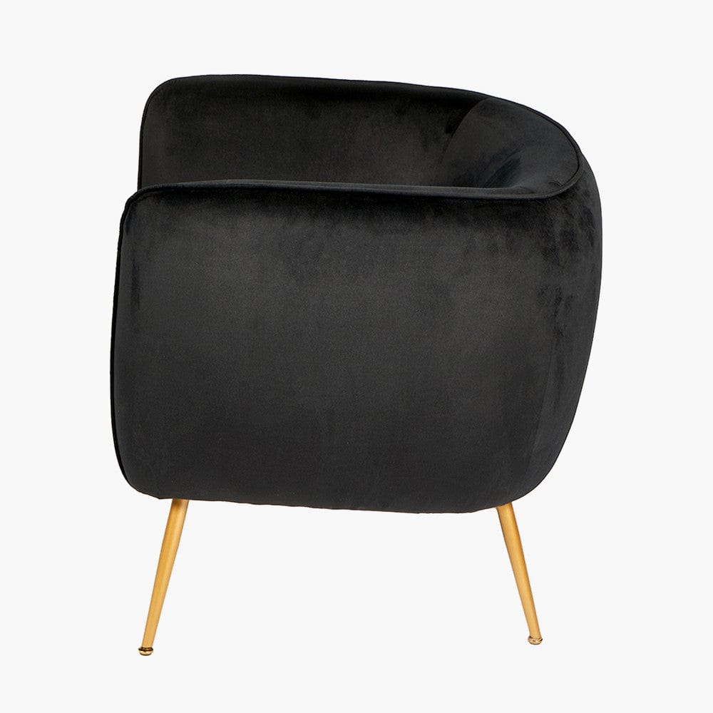 Lucca Black Velvet Chair with Gold Legs.