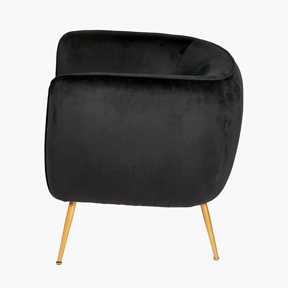 Pacific Lifestyle Living Lucca Black Velvet Chair with Gold Legs House of Isabella UK