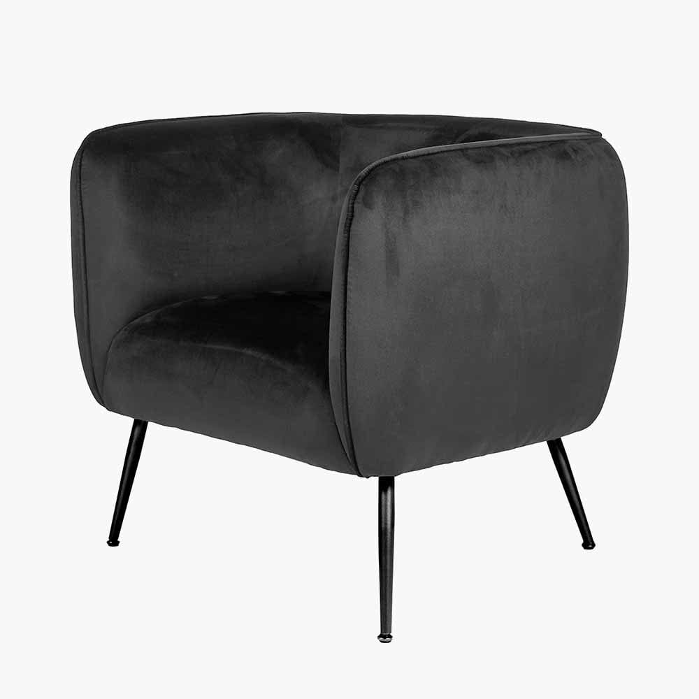 Pacific Lifestyle Living Lucca Black Velvet Chair with Gold Legs House of Isabella UK