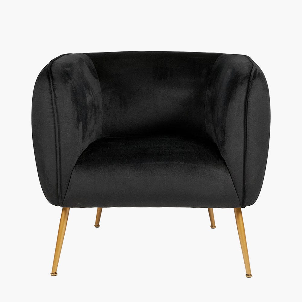 Lucca Black Velvet Chair with Gold Legs.