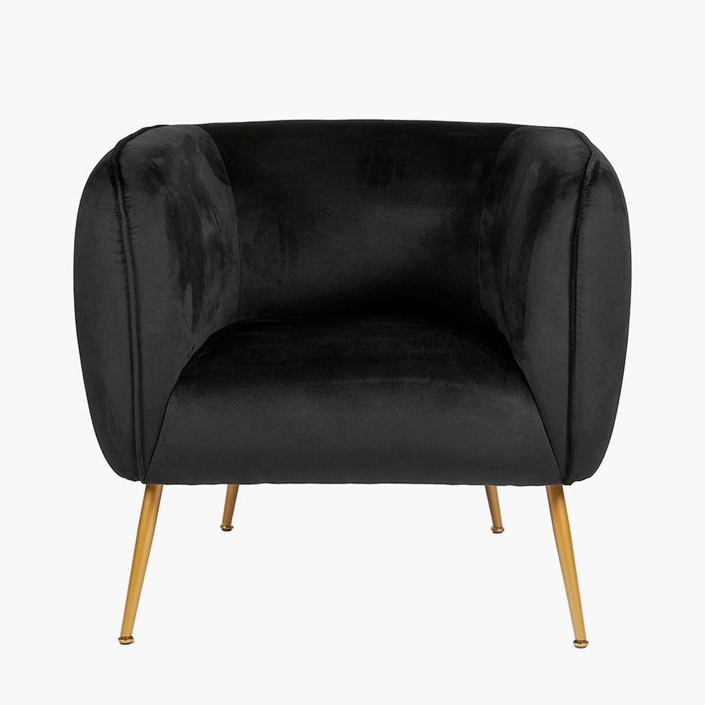 Pacific Lifestyle Living Lucca Black Velvet Chair with Gold Legs House of Isabella UK