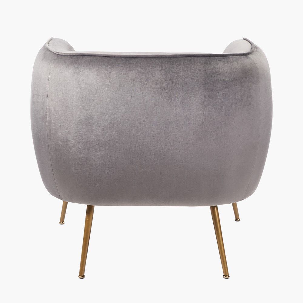 Lucca Dove Grey Velvet and Metal Armchair.