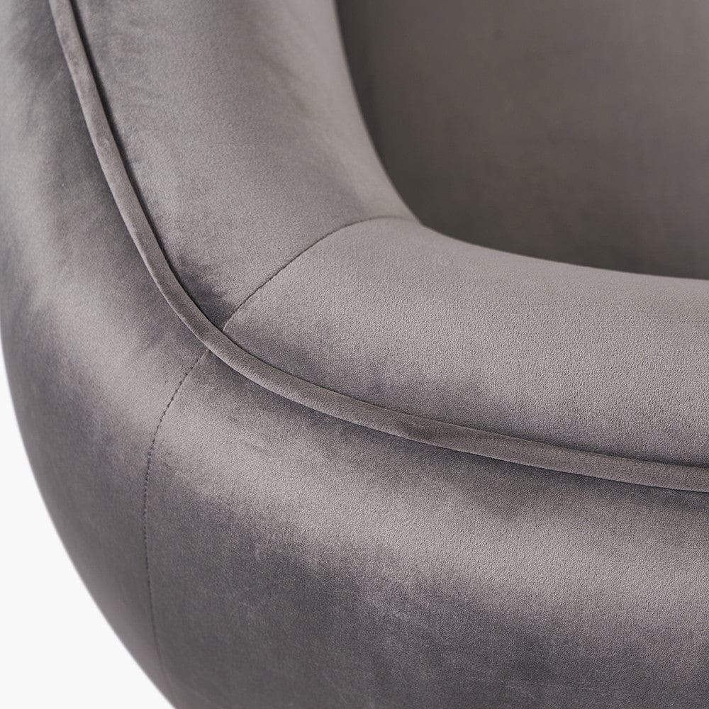Lucca Dove Grey Velvet and Metal Armchair.