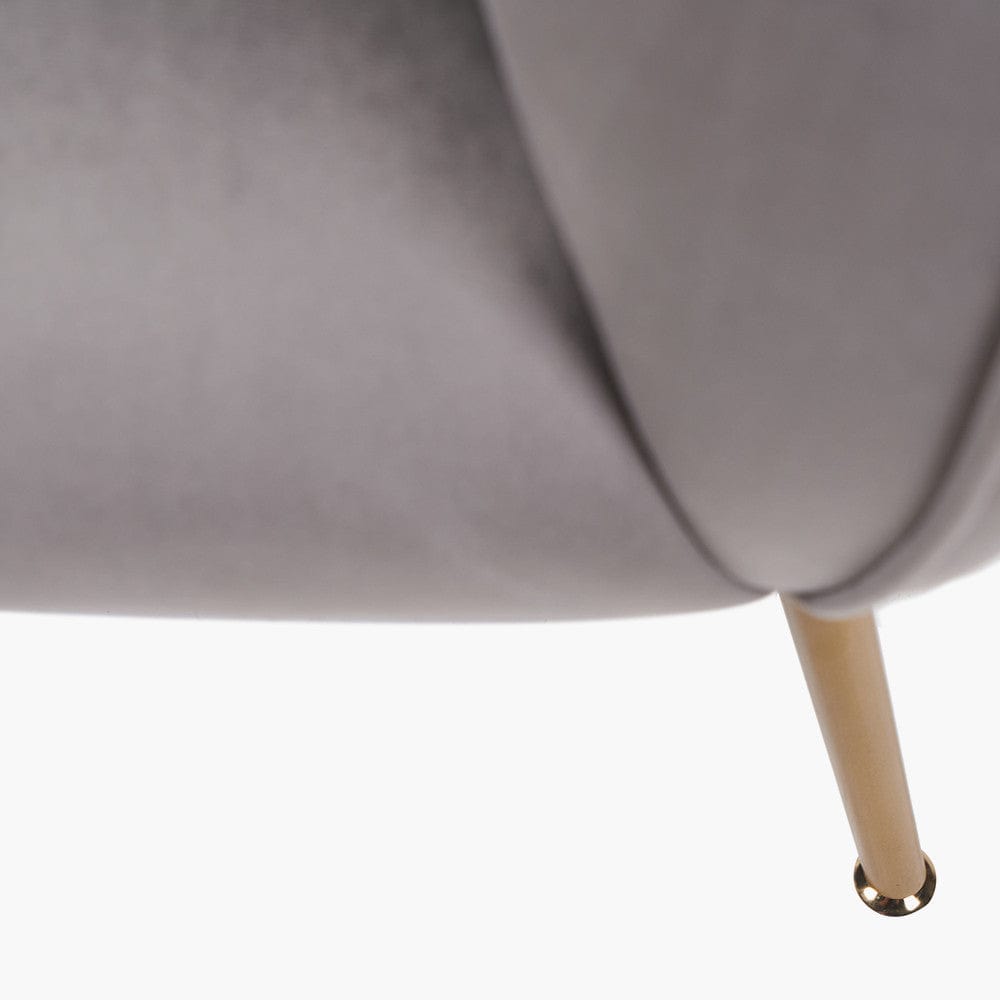 Lucca Dove Grey Velvet and Metal Armchair.