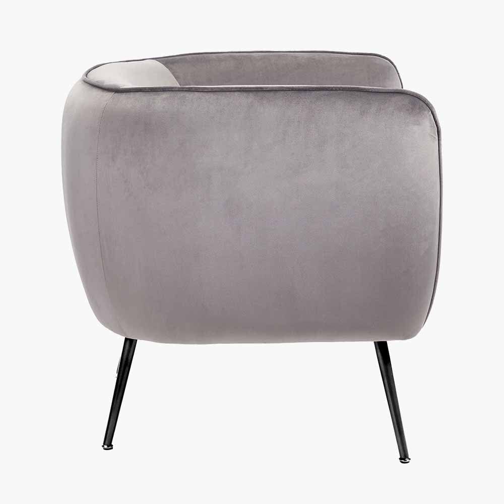 Lucca Dove Grey Velvet and Metal Armchair.