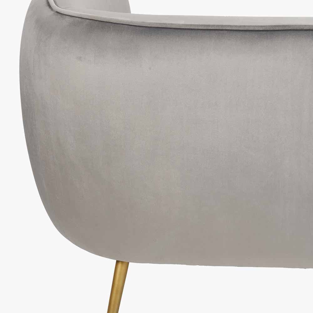 Lucca Dove Grey Velvet and Metal Sofa.
