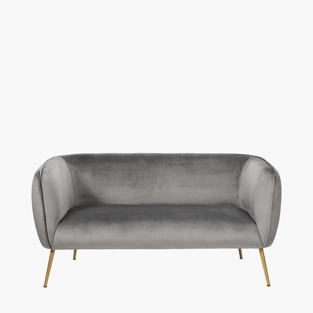Lucca Dove Grey Velvet and Metal Sofa.