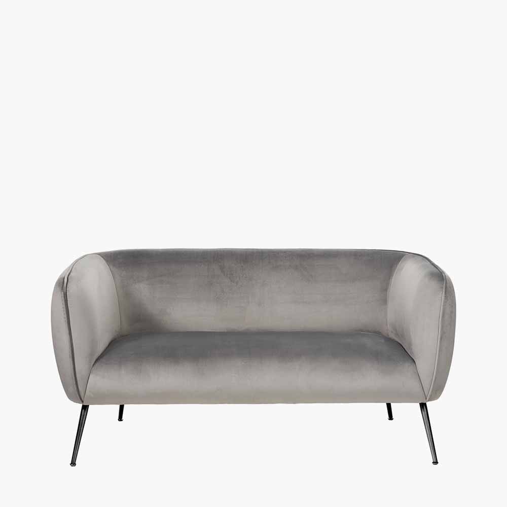 Lucca Dove Grey Velvet and Metal Sofa.