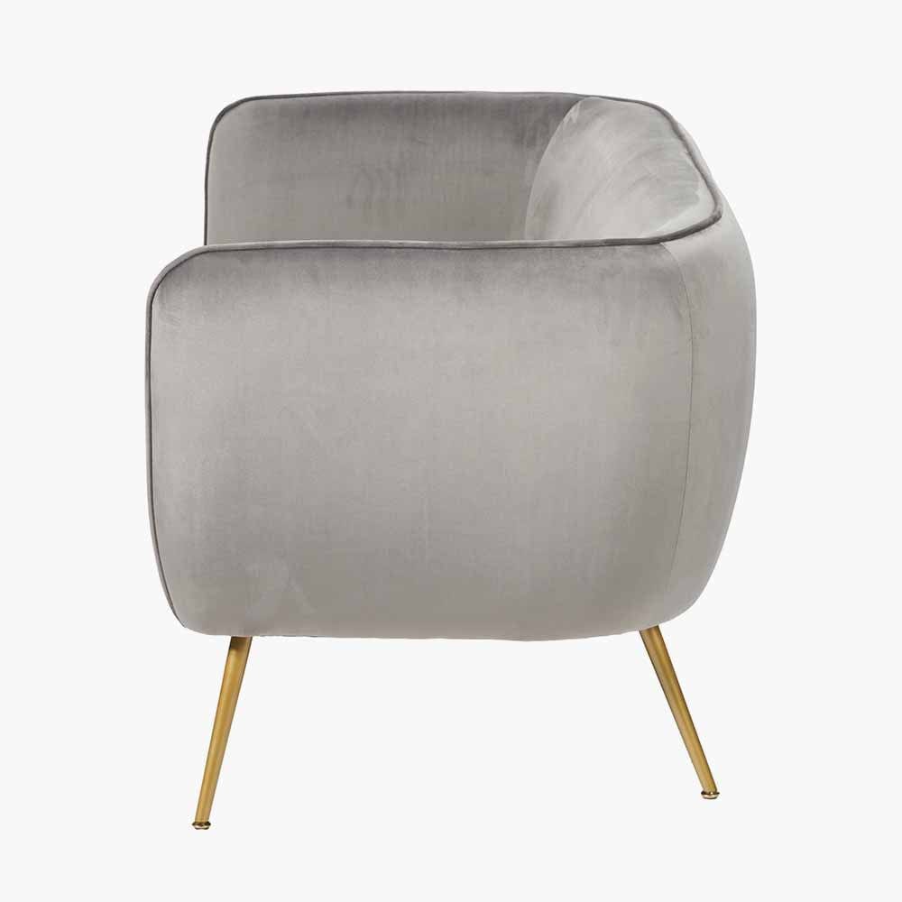 Lucca Dove Grey Velvet and Metal Sofa.