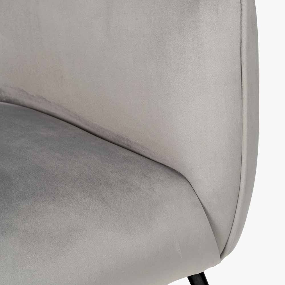 Lucca Dove Grey Velvet and Metal Sofa.